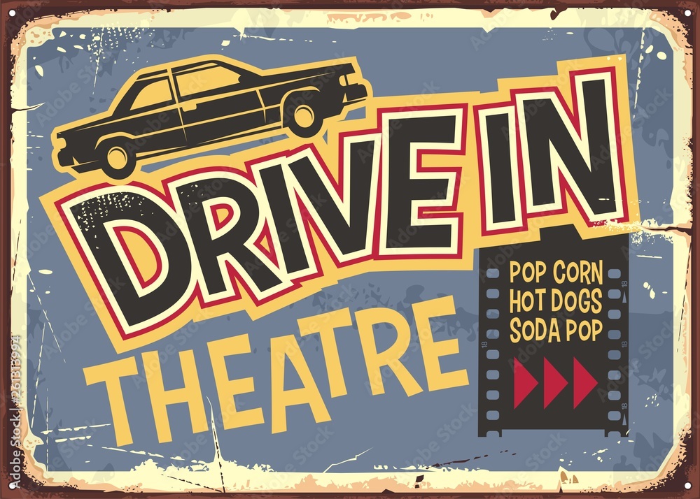 Obraz Tryptyk Drive in theater vintage sign