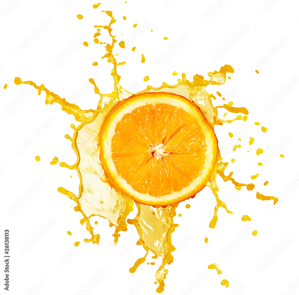 Fototapeta Orange juice isolated on white