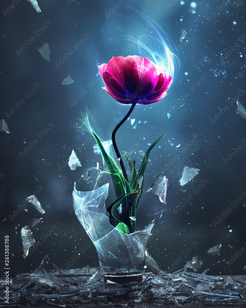 Obraz Tryptyk Tulip bursting from light bulb