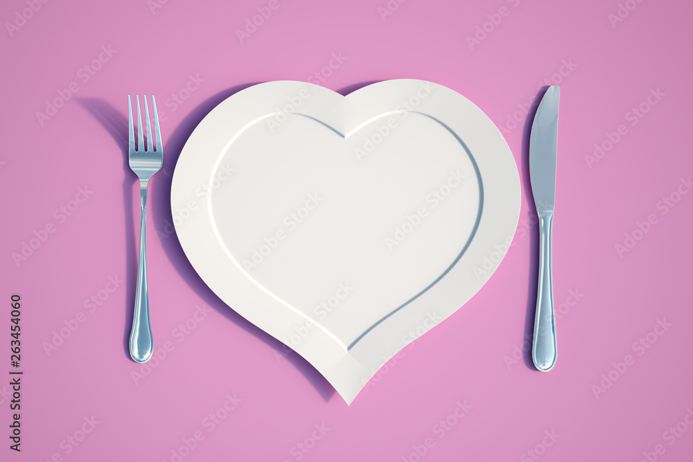 Obraz Tryptyk Heart dinner pink