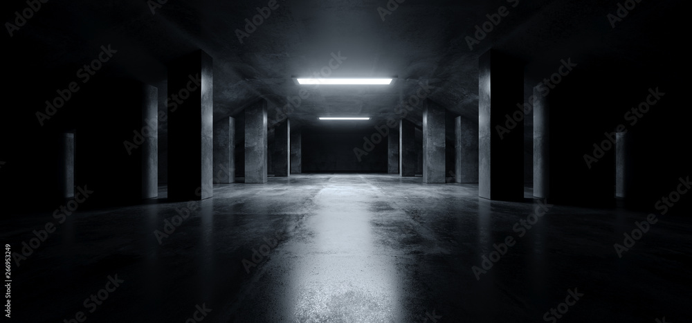 Obraz Tryptyk Sci Fi Modern Dark Concrete