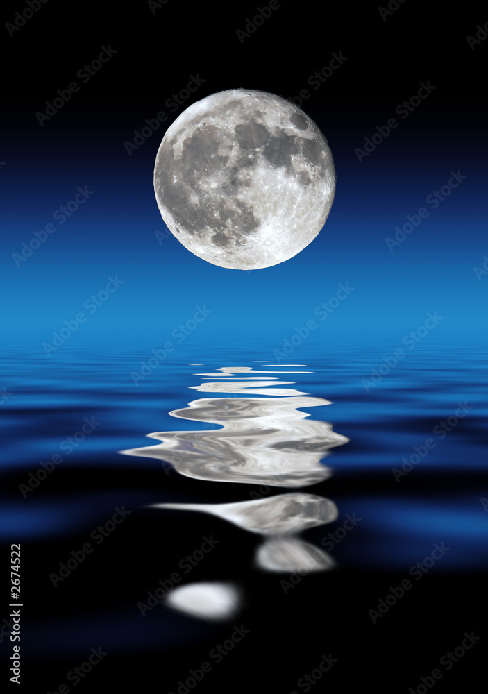Fototapeta full moon over water at night