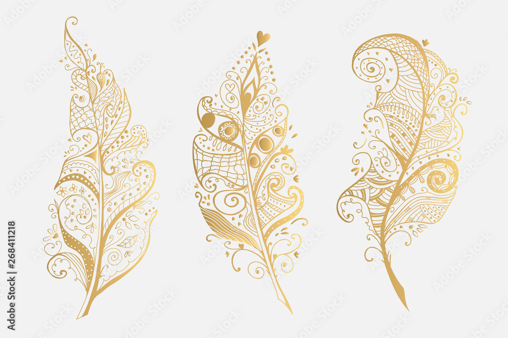 Obraz Tryptyk Set of Golden Vector Design