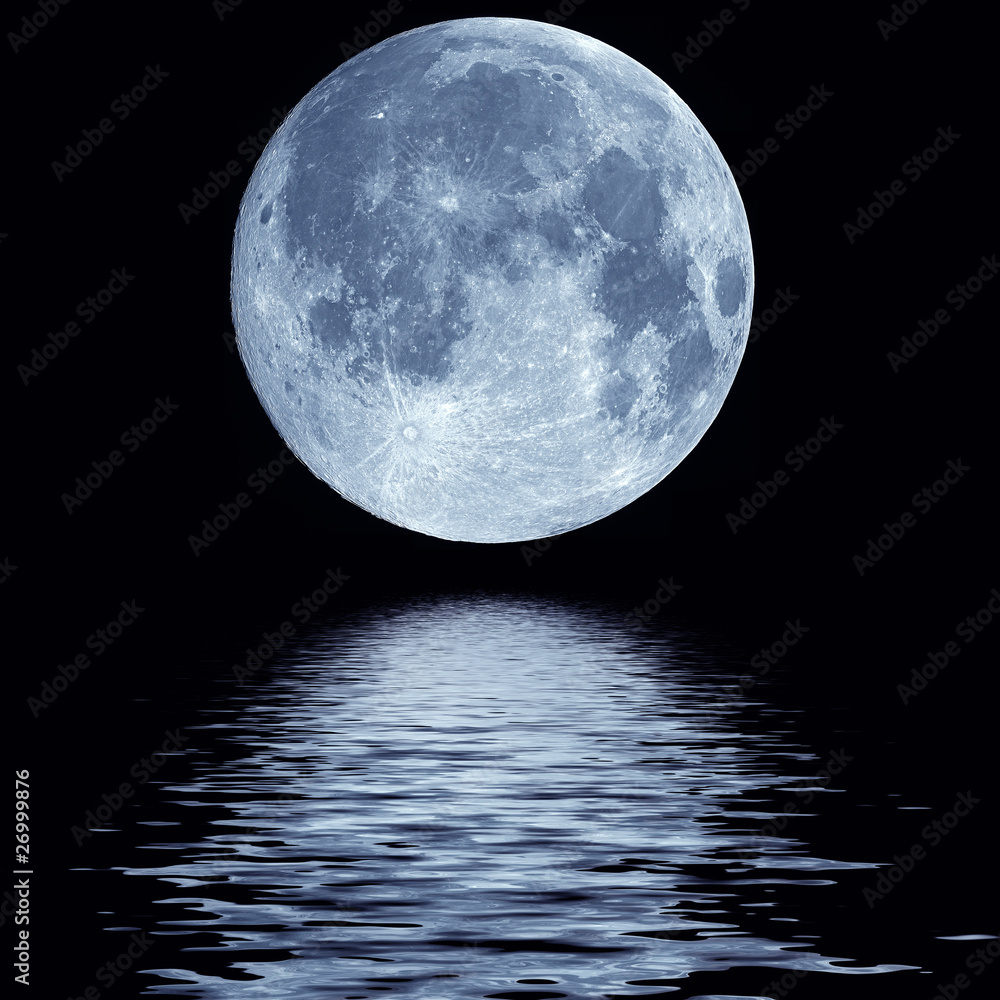 Fototapeta Night full moon over water