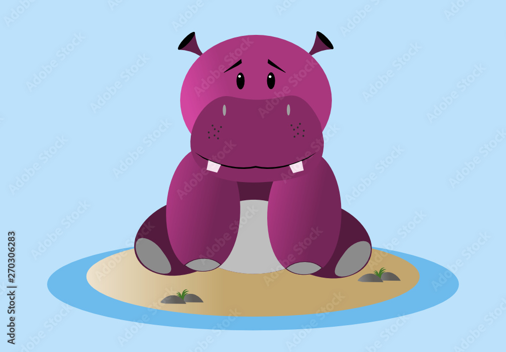 Obraz Dyptyk  baby small hippopotamus,