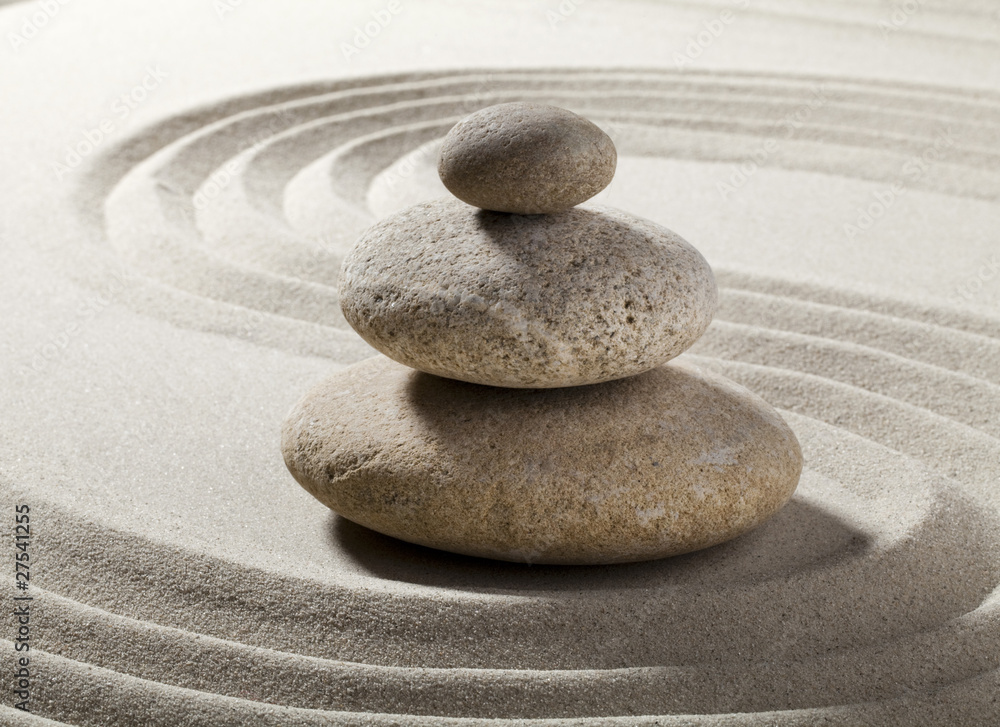 Obraz Tryptyk jardin zen avec sable et