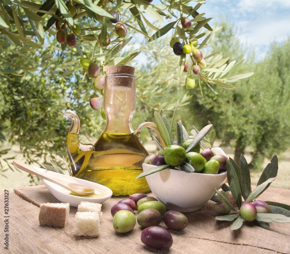Fototapeta Oil and olives