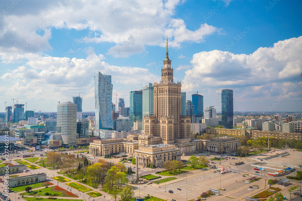 Fototapeta Aerial photo of  Warsaw city