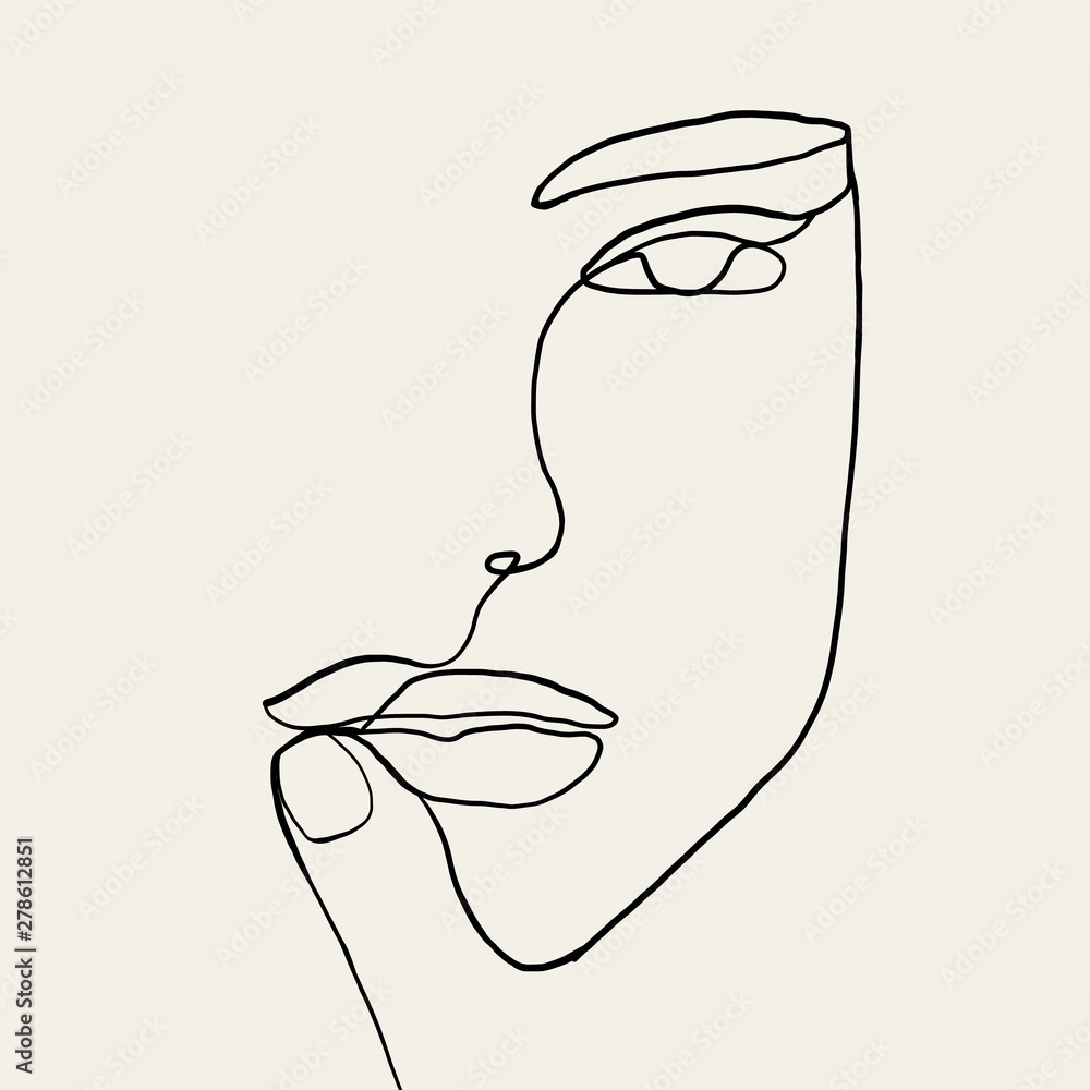 Obraz Tryptyk Continuous line, drawing of