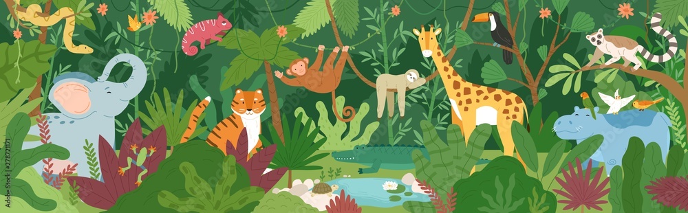 Obraz Kwadryptyk Adorable exotic animals in