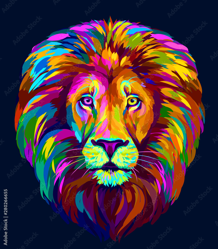 Obraz Tryptyk Lion. Abstract, multi-colored
