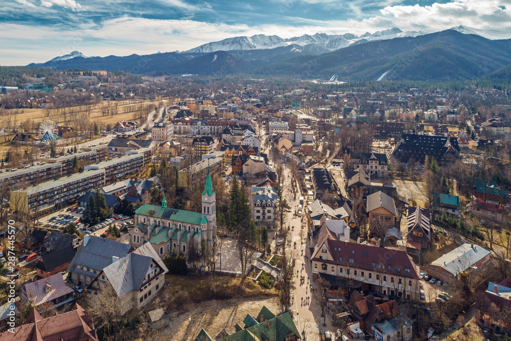 Fototapeta Aerial view of Zakopane and