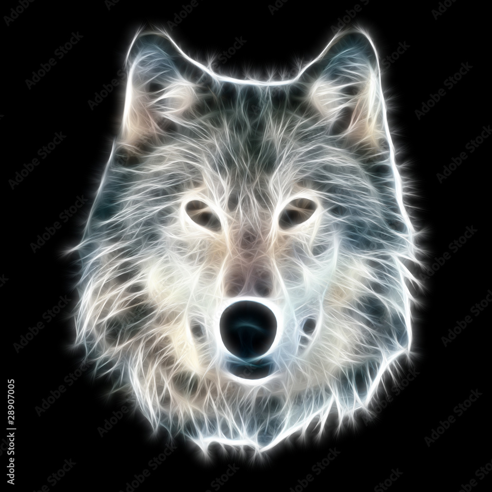 Fototapeta Fractal Wolf Illustration