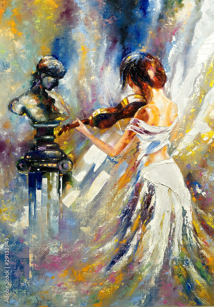 Fototapeta The girl playing a violin