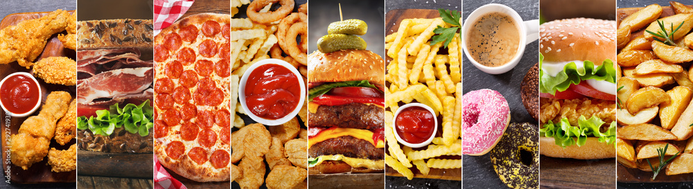 Fototapeta collage of various fast food
