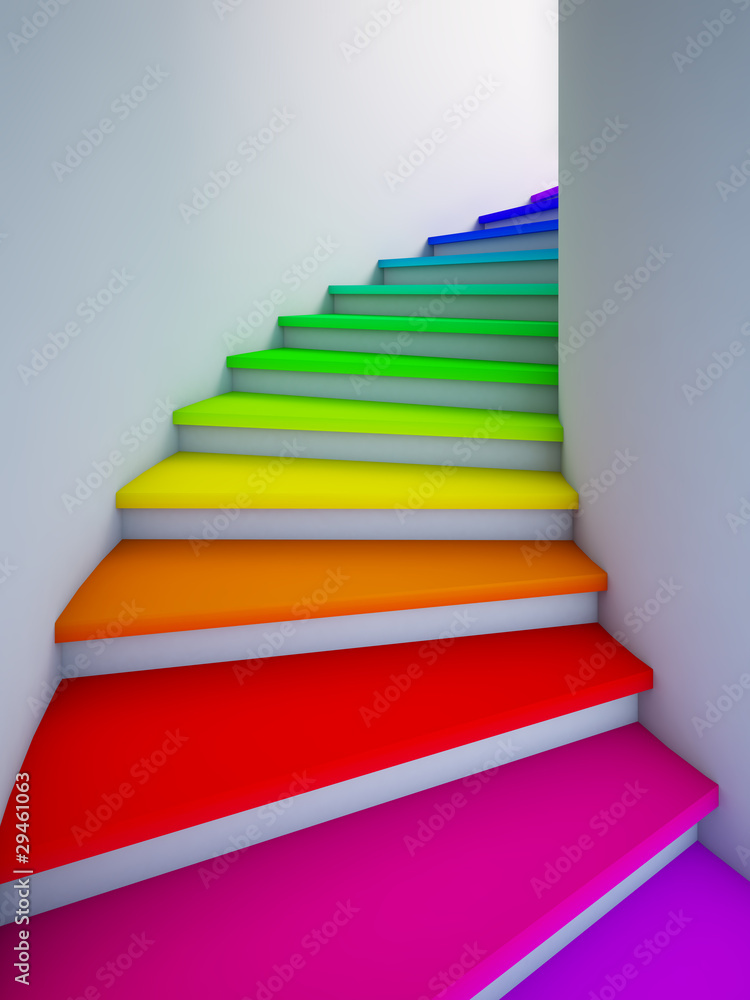 Obraz Pentaptyk Spiral colorful stair to the