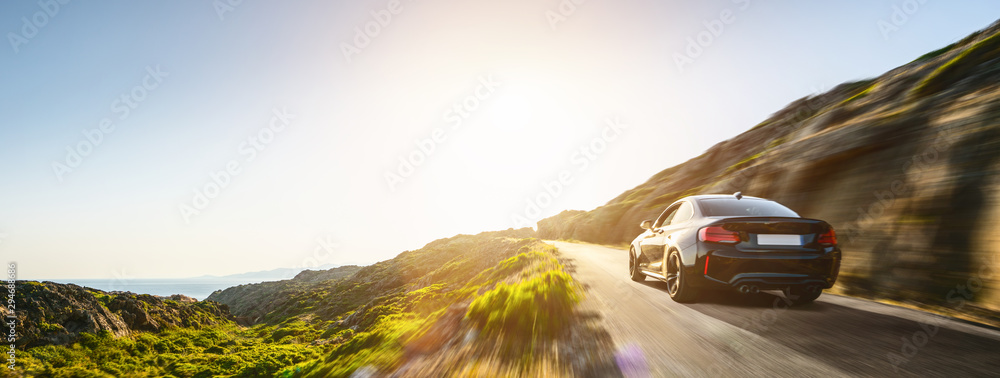 Obraz Tryptyk rental car in spain mountain