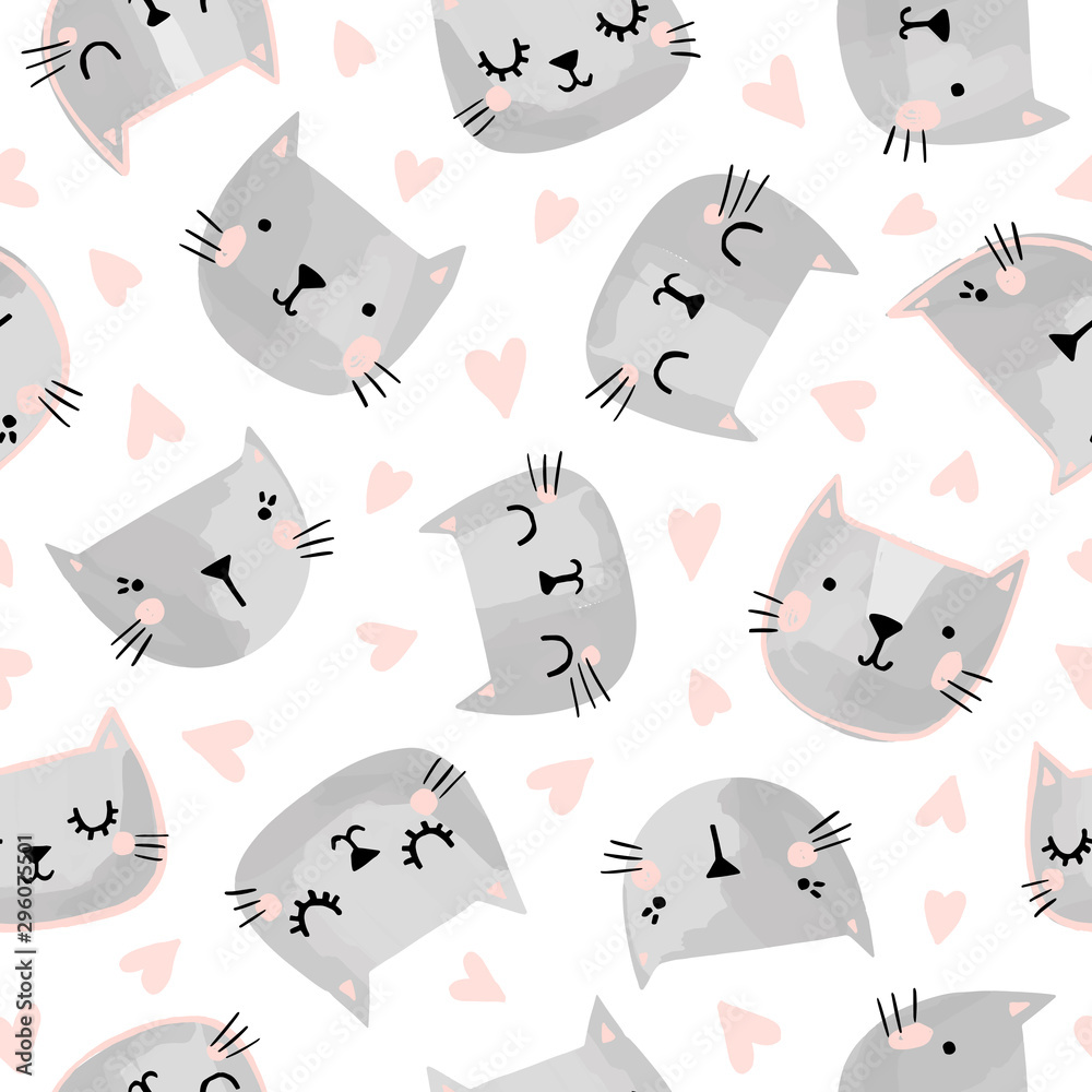 Fototapeta Cats seamless vector pattern