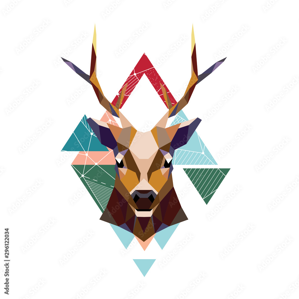 Obraz Tryptyk Polygonal portrait of a deer.