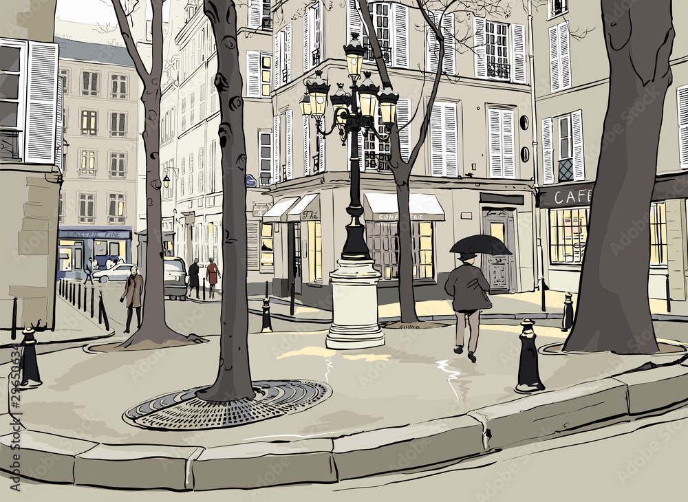 Obraz Tryptyk Furstemberg square in paris