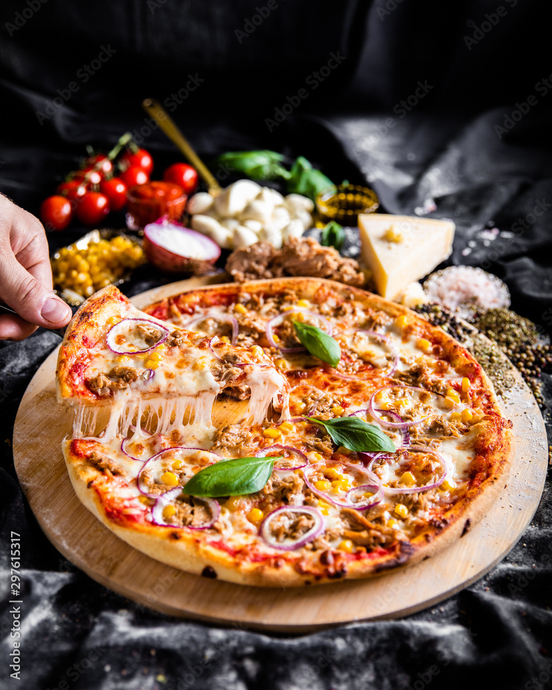 Obraz Dyptyk Italian pizza with ingredients