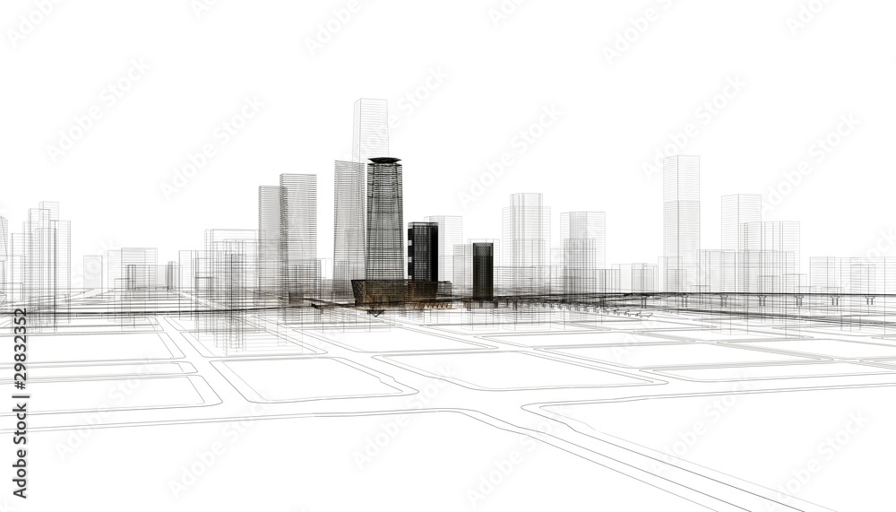 Obraz Pentaptyk città grattacieli 