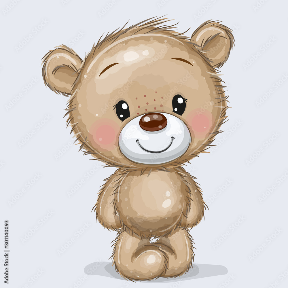 Obraz Tryptyk Cartoon Teddy Bear isolated on