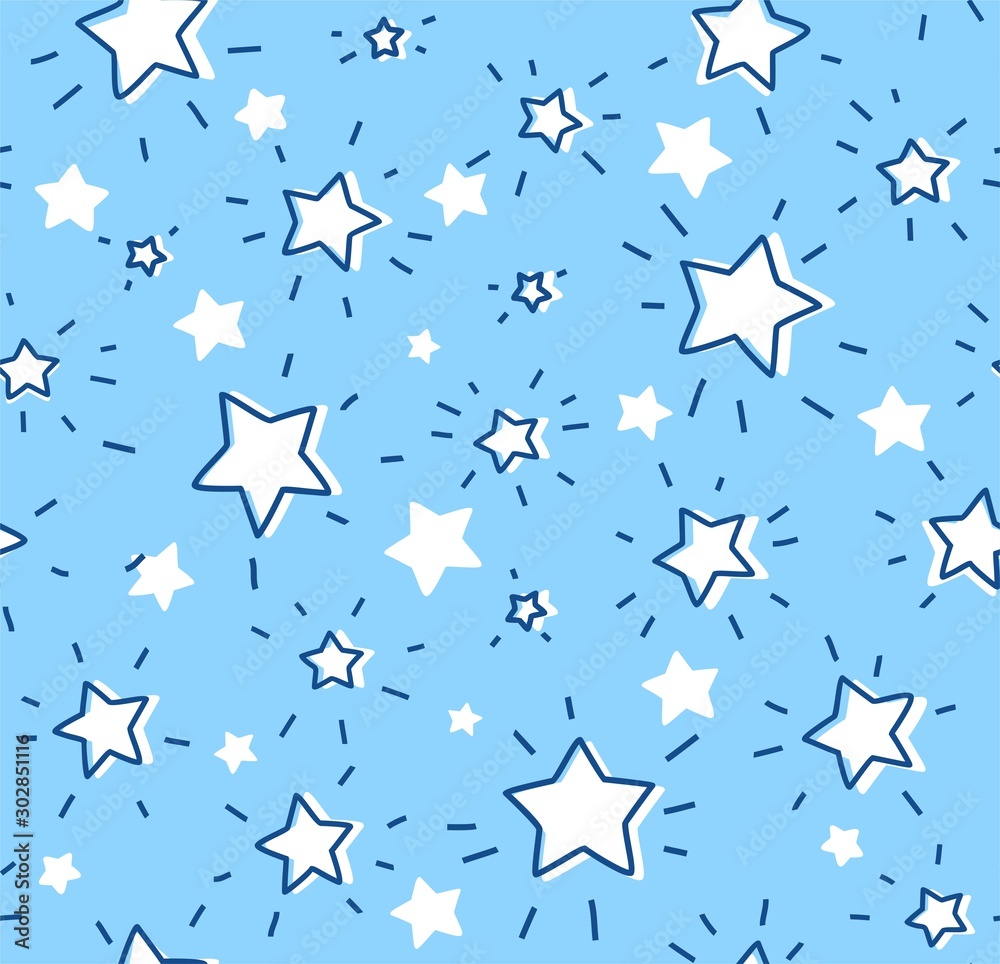 Fototapeta White stars, seamless pattern,
