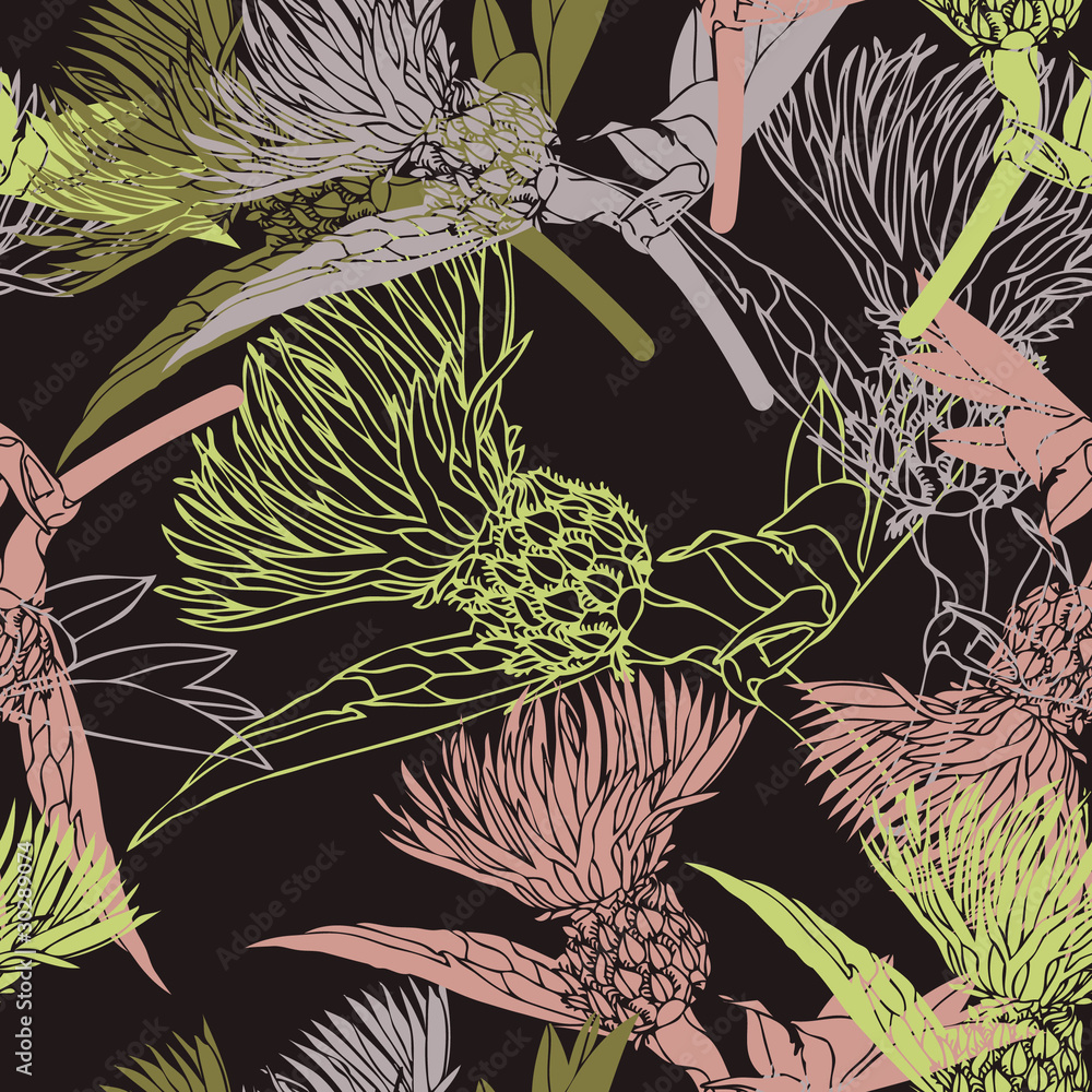 Obraz Pentaptyk Cornflowers colorful pattern