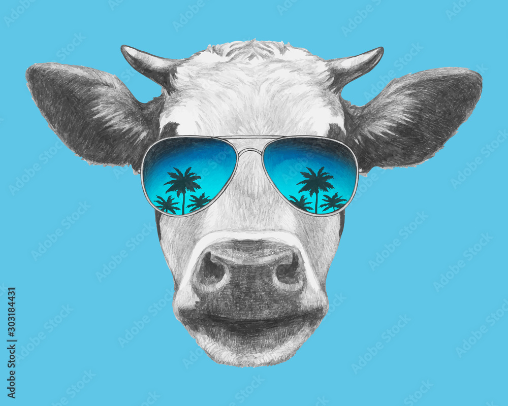 Obraz Tryptyk Portrait of Cow with