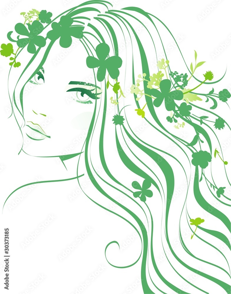 Fototapeta Girl with flowers in hair
