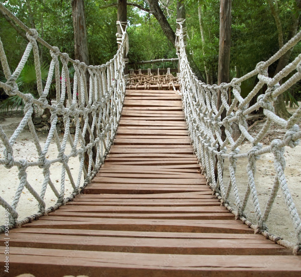 Obraz na płótnie Adventure wooden rope jungle