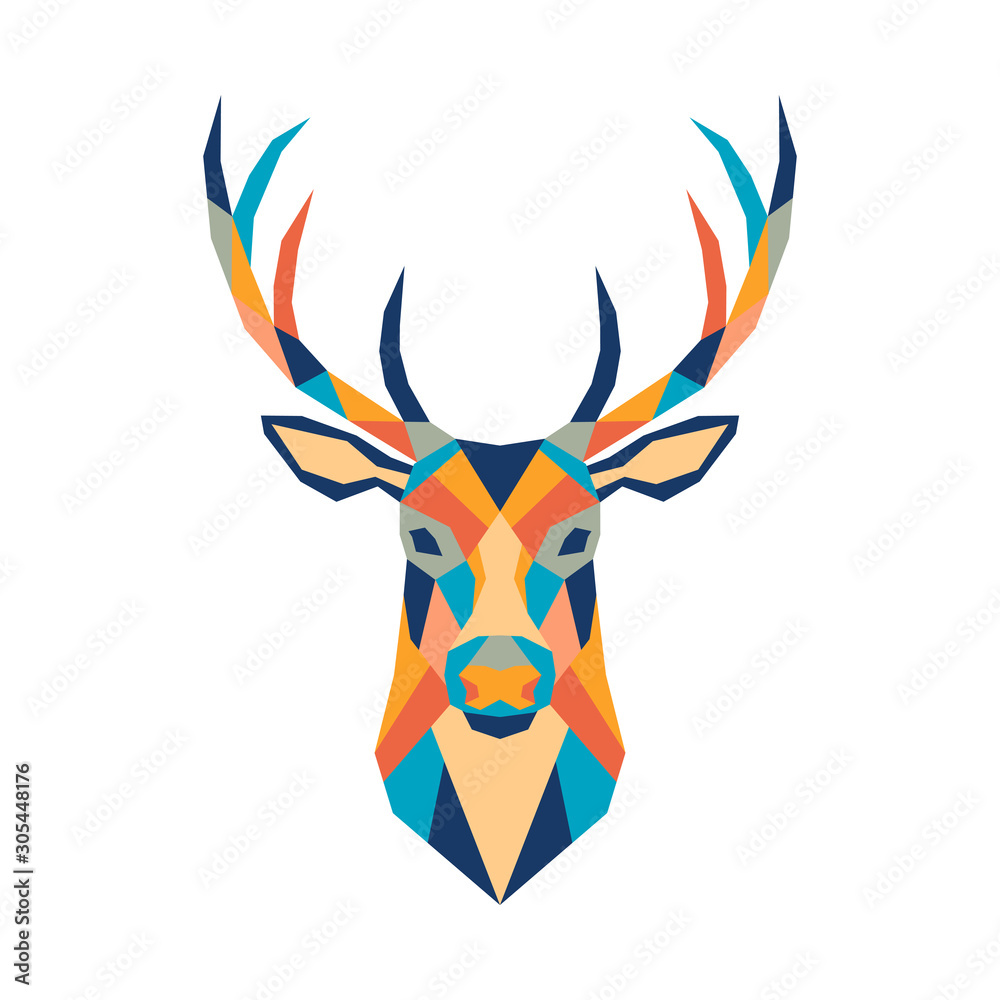 Obraz Tryptyk Geometric polygonal deer.