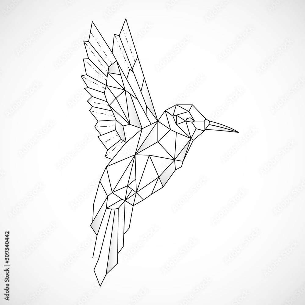 Obraz Kwadryptyk Abstract polygon hummingbird.