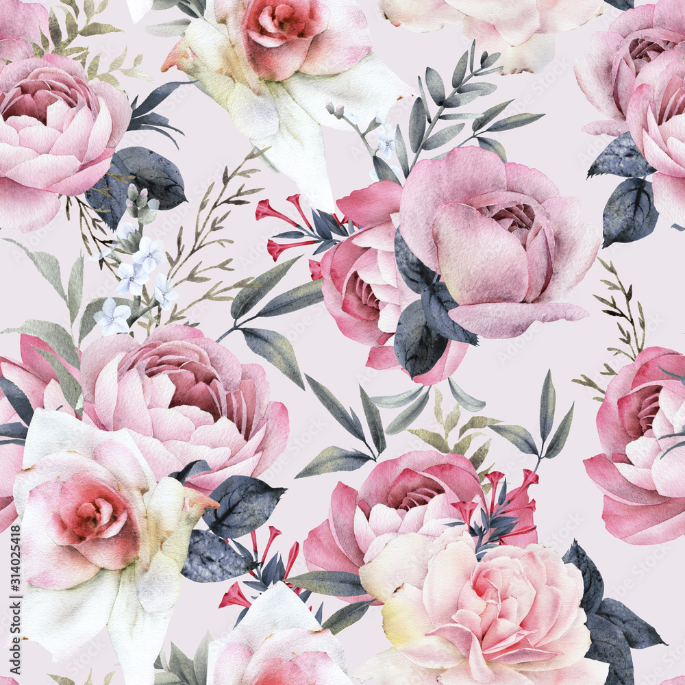 Fototapeta Seamless floral pattern with