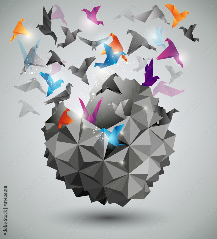 Obraz Kwadryptyk Paper Freedom, Origami