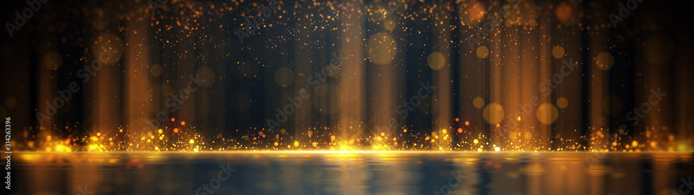 Obraz Pentaptyk Gold Particle Glitter Luxury