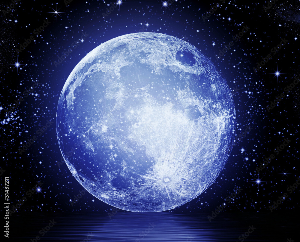 Obraz Pentaptyk The full moon in the night sky