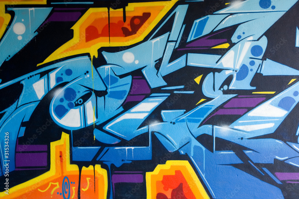 Obraz Tryptyk Graffiti Blue detail