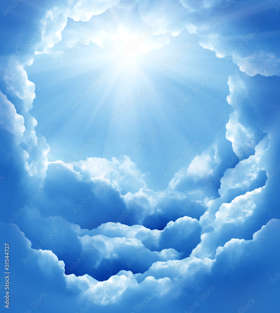 Fototapeta blue sky with sun and