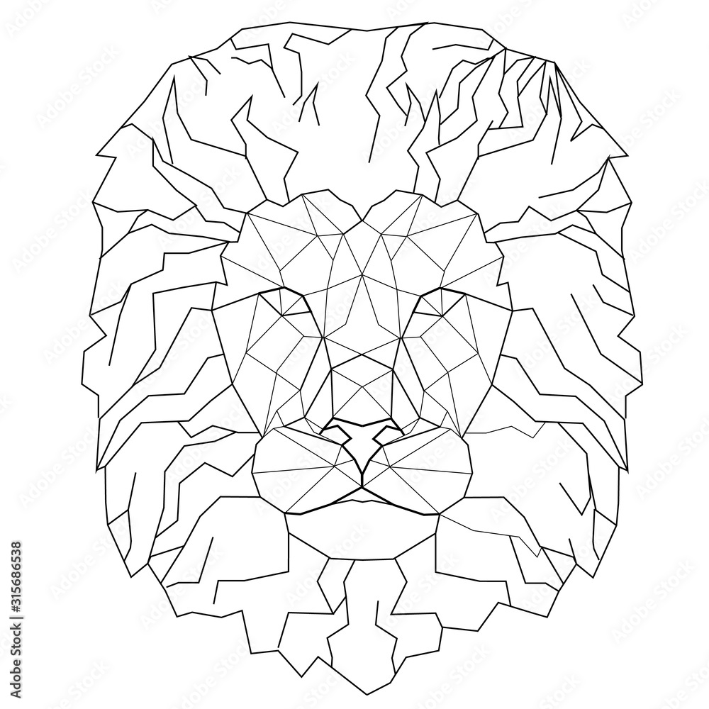 Obraz Tryptyk Lion stylized triangle