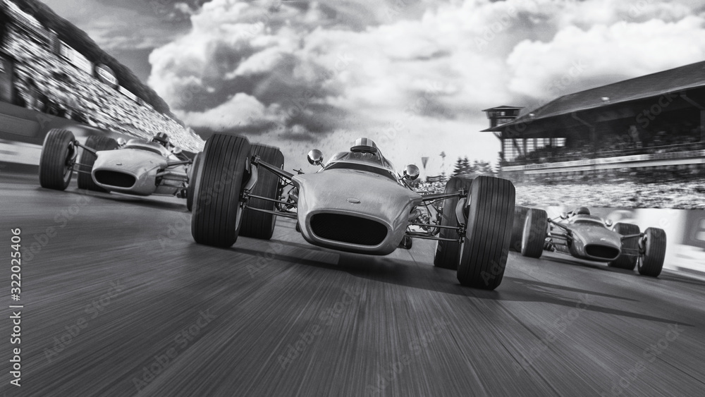 Obraz Tryptyk f1 racing 1966 3d render