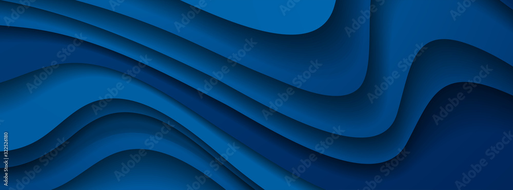 Obraz na płótnie Dark blue paper waves abstract