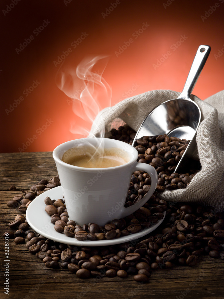 Fototapeta hot  coffee - caffe fumante