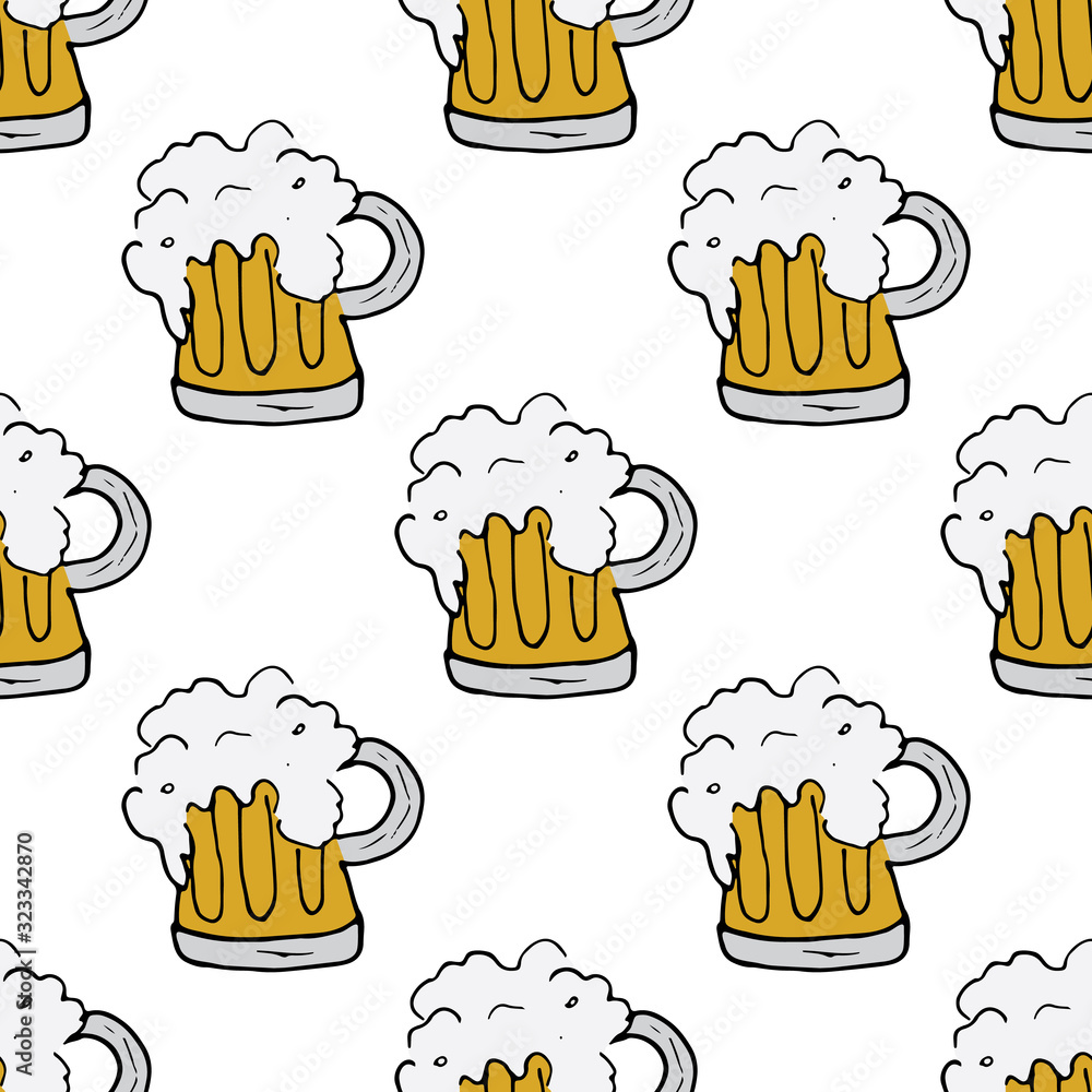 Fototapeta Beer Mug Seamless Pattern,