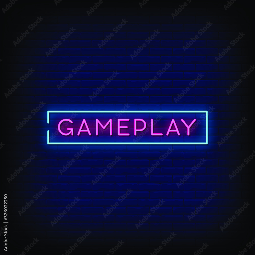 Obraz Kwadryptyk Gameplay Neon Signs Style Text