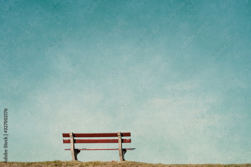 Obraz na płótnie empty bench in an empty blue