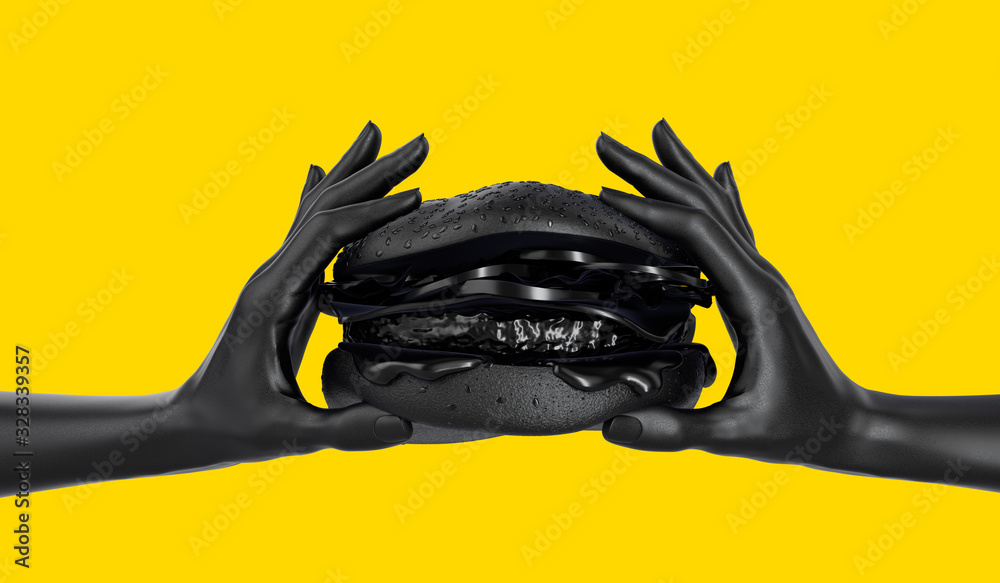 Obraz Tryptyk Only one color Black Hands