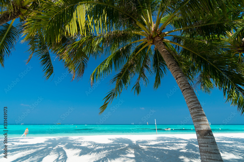 Obraz Tryptyk Sandy beach of tropical island