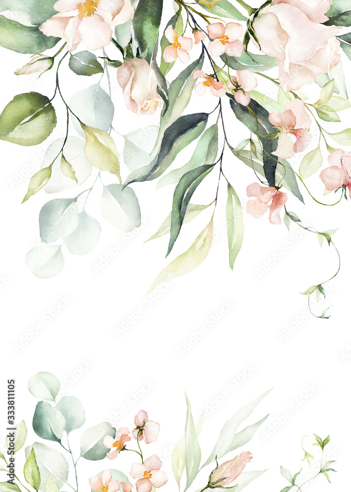 Obraz Dyptyk Watercolor floral border /